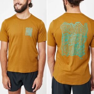 Janji Runterra Bio GFX Tee Size XL Alphatopo Gold Yellow Tan Run‎ Everywhere